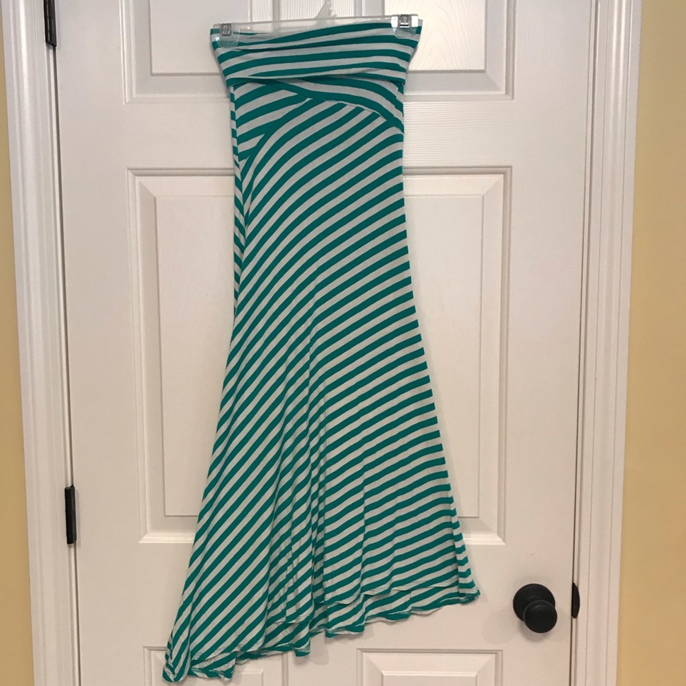 Monteau teal/white striped maxi skirt - Size XS